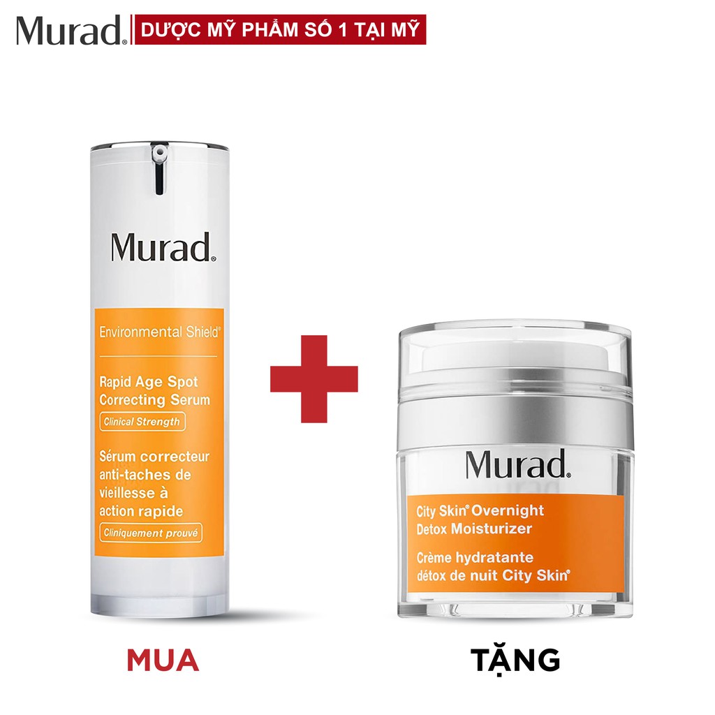 Serum giảm nám Murad Rapid Age Spot Correcting 30ml Tặng Kem thải độc Murad City Skin Overnight Detox Moisturizer 50ml