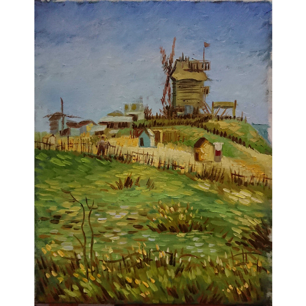 Cối Xay Gió 30x40cm - Tranh Sơn Dầu Vẽ Tay