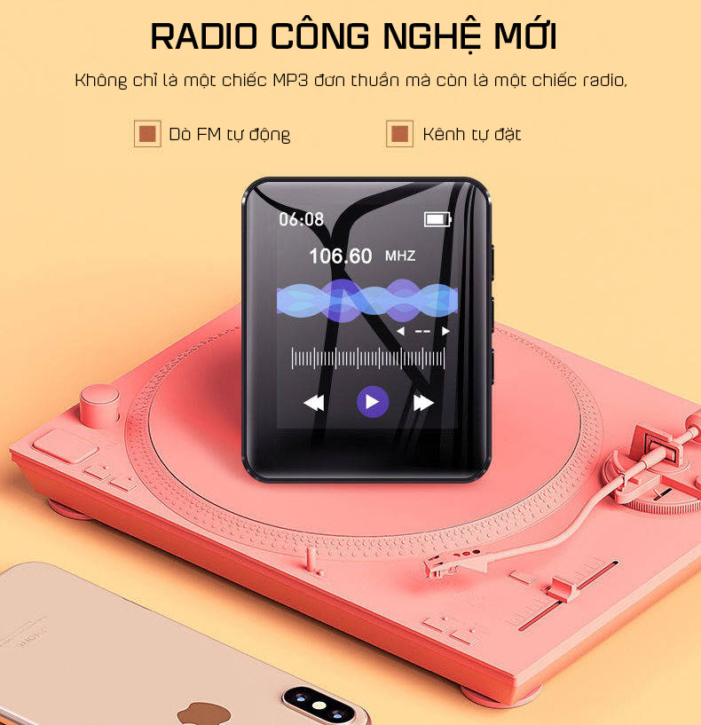 Máy Nghe Nhạc MP3 Ruizu M4 Bộ Nhớ Trong 16Gb - Màn Hình Cảm Ứng 1.8 Inch - Kết Nối Bluetooth 4.0 - Hàng Chính Hãng