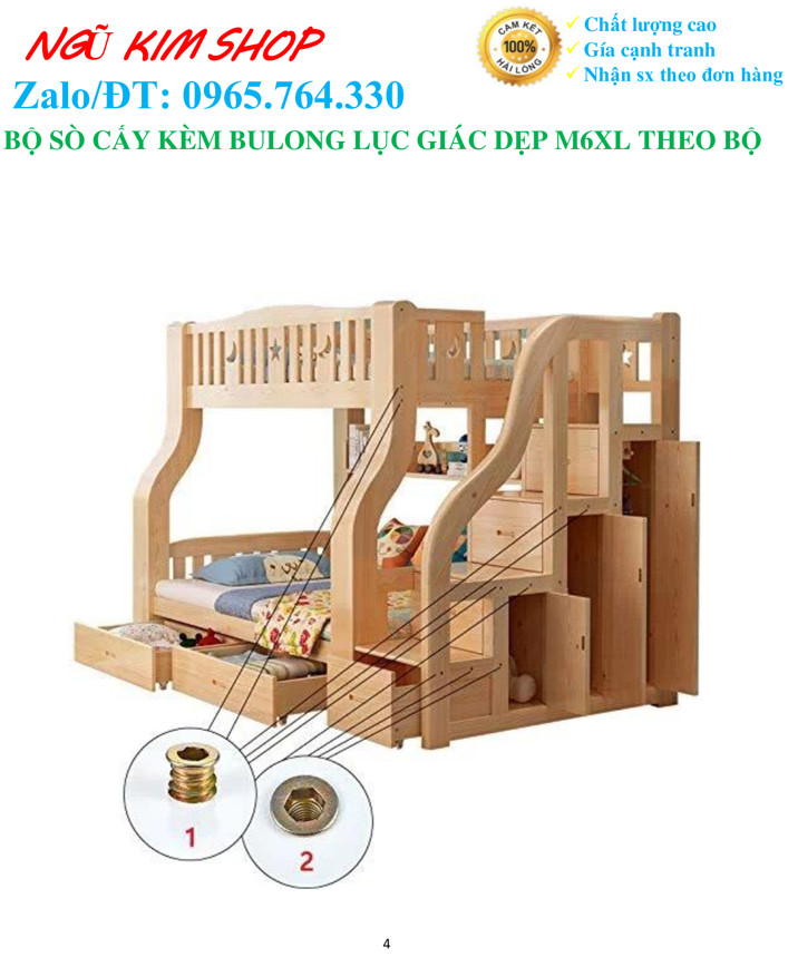SÒ CẤY KÈM BULONG LỤC GIÁC DẸP M6 x L THEO BỘ