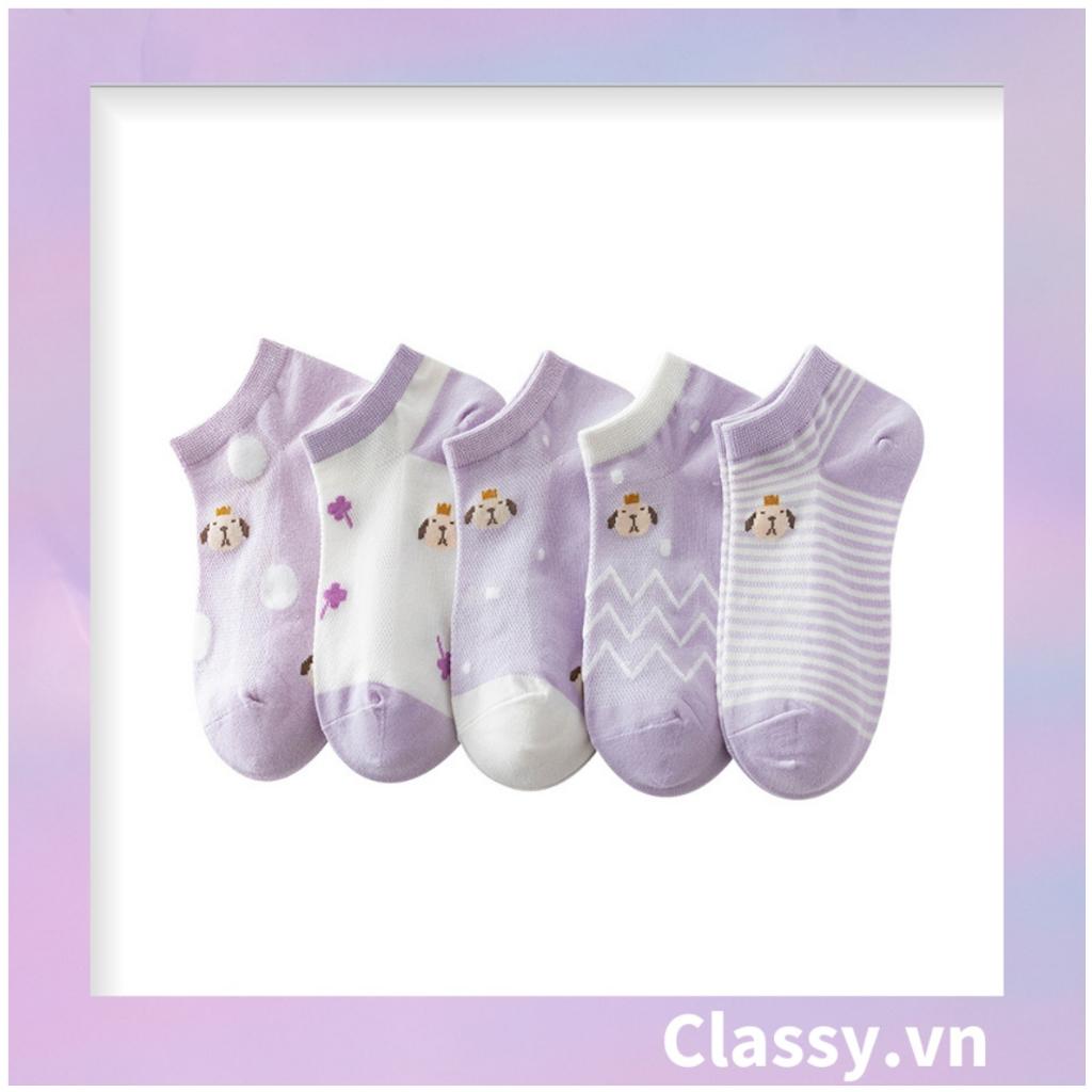 Tất cổ thấp, vớ cổ thấp Classy màu tím họa tiết ngẫu nhiên G1361