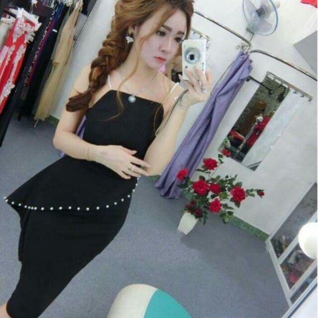 Đầm hở lưng sexy đính hạt châu