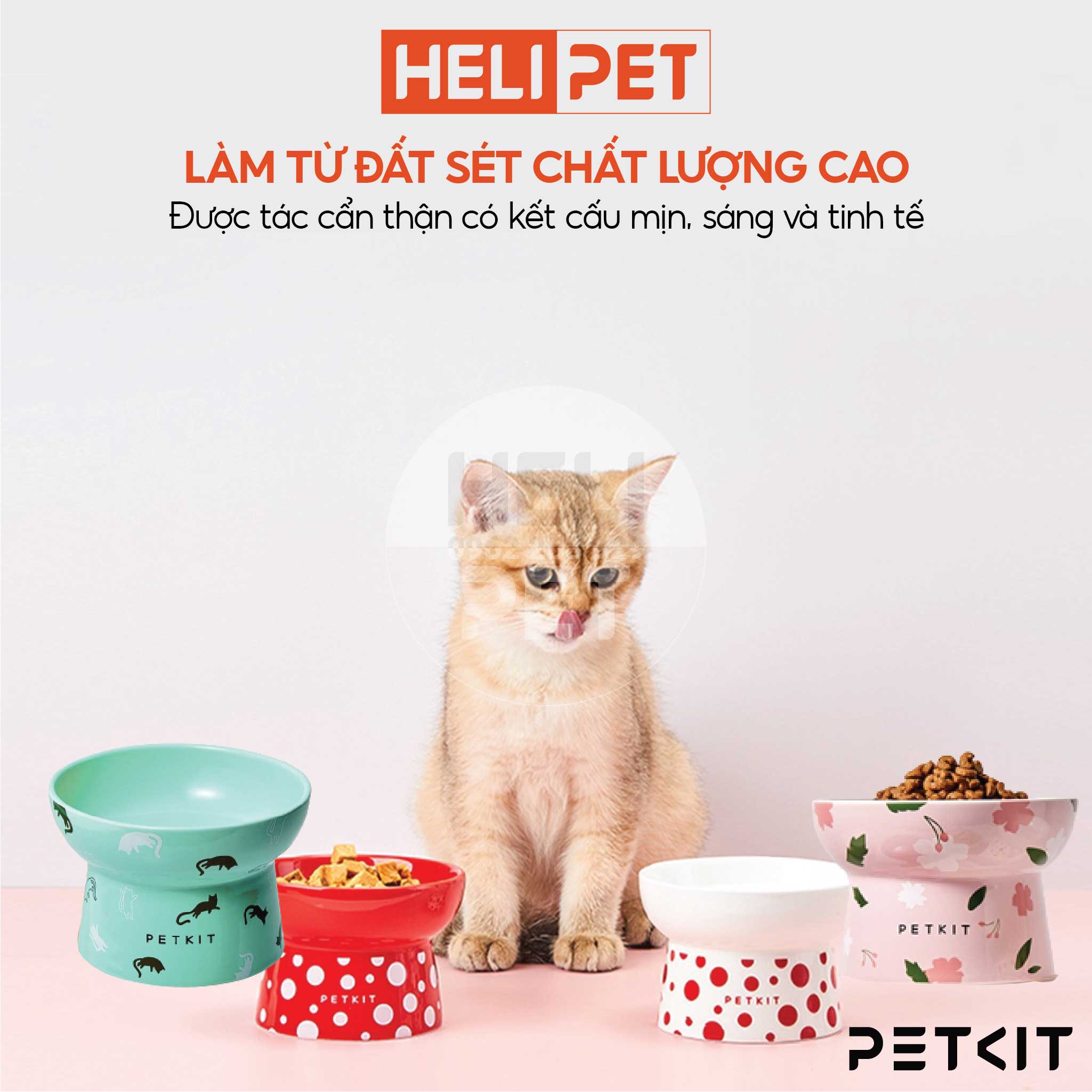 Chén Ăn, Bát Ăn Cho Chó Mèo Chống Gù Làm Từ Gốm Sứ Cao Cấp Ceramic Petkit Cera Spot- HeLiPet