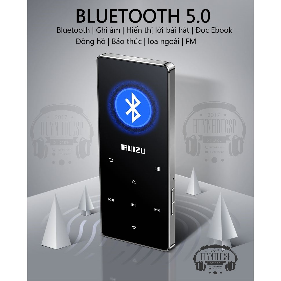 Tặng Kèm Tai Nghe - Máy Nghe Nhạc MP3 Bluetooth 5.0 Hifi Lossless RUIZU D28 Bộ Nhớ Trong 8GB - Bản Nâng Cấp Của Ruizu D01, D02, D11, D15 - Hàng Chính Hãng