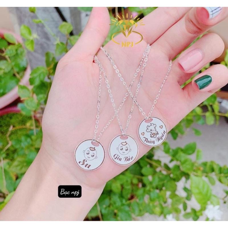 Dây chuyền cho bé, Vòng cổ khắc tên theo yêu cầu , Bạc Ta - Bạc npj