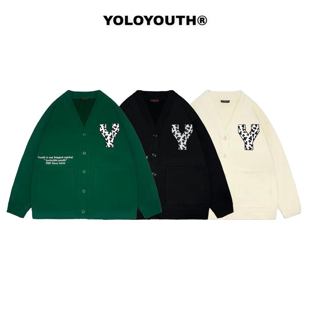 Áo Khoác Cardigan Thêu Logo Bò Sữa Yoloyouth Nỉ Chân Cua Local Brand