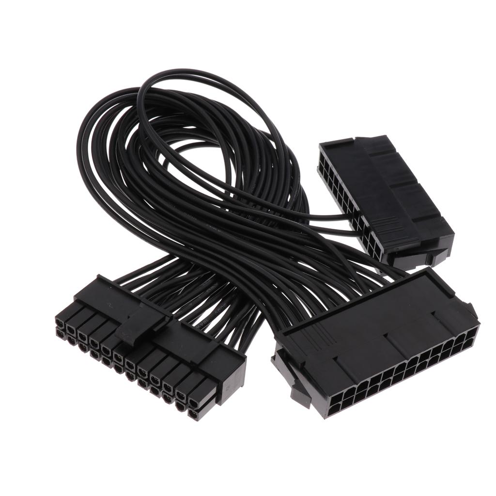 2X 30cm 24 Pin ATX Dual PSU Mainboard Motherboard Power Supply Extension Cable