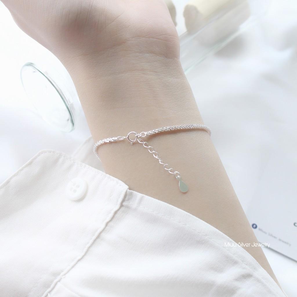 Lắc tay lấp lánh bạc 925 Miuu Silver, vòng tay nữ thiết kế mở dễ dàng chỉnh size