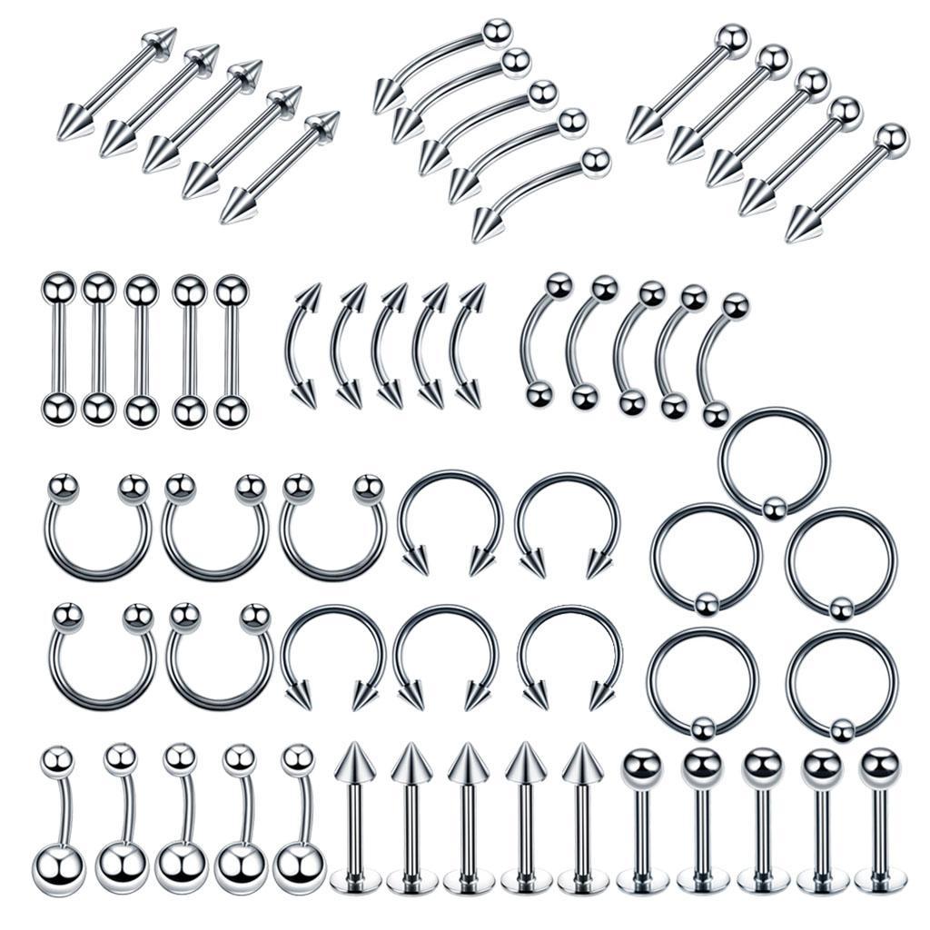110x Body Jewelry Piercing Ear Nose Navel Belly Button Hoops 1.2x8mm
