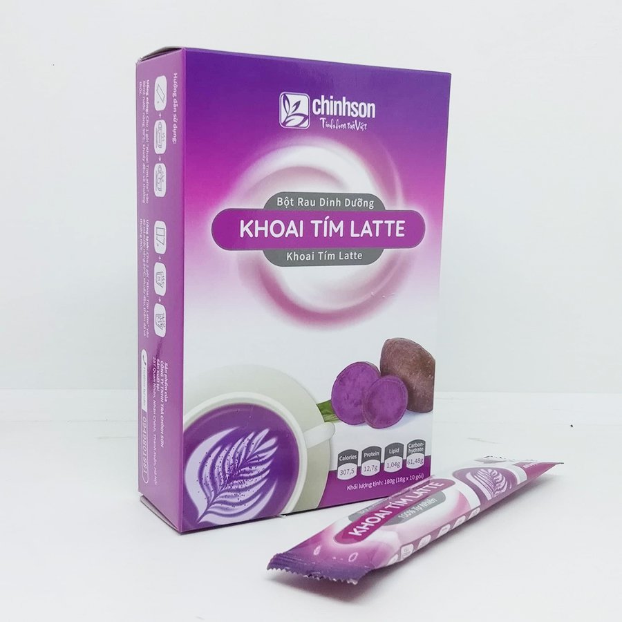 Bột Khoai Tím Latte Chính Sơn 180g (18g x 10 gói) - Hàng chính hãng, 100% tự nhiên