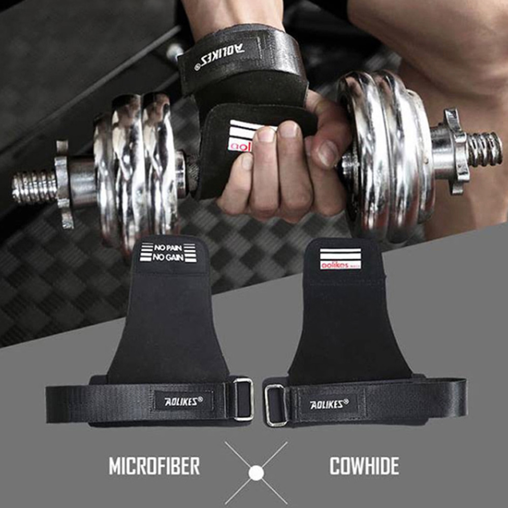 Găng Tay Tập Gym hở mu bàn tay - Dây kéo lưng Aolikes 2 trong 1