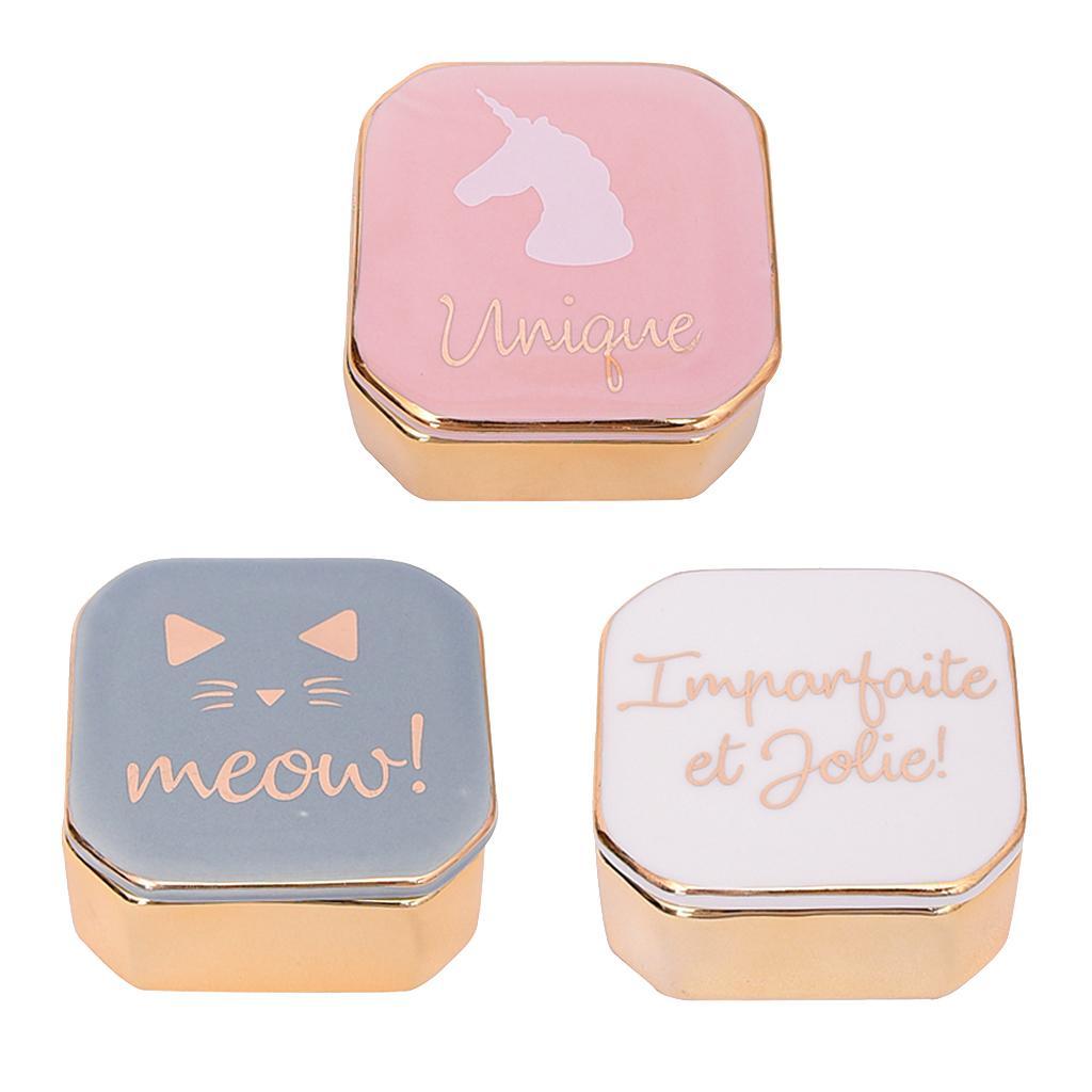Mini Travel Jewelry Ceramic Box Cosmetic Makeup Display Organizer Case Pink