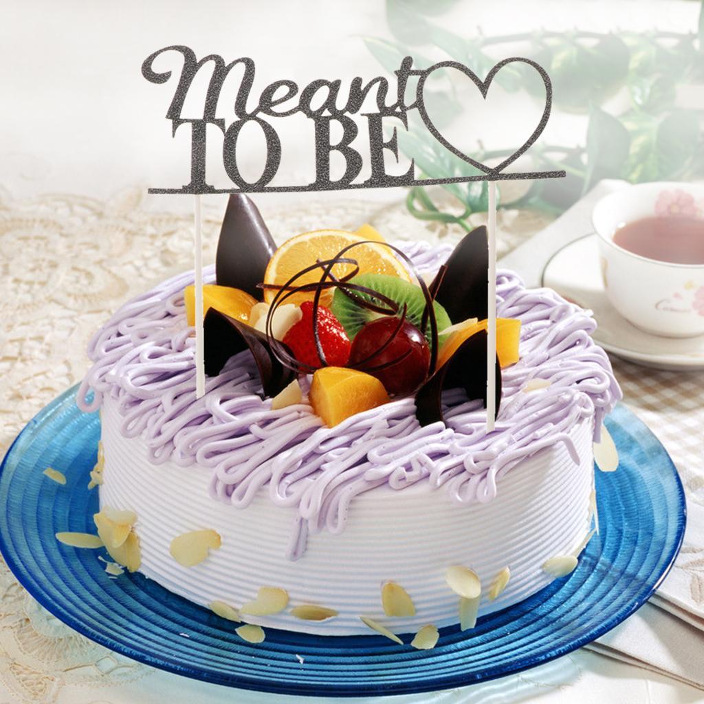 Glitter Paper Meant to Be Heart Cake Topper Wedding Party Cake Decor