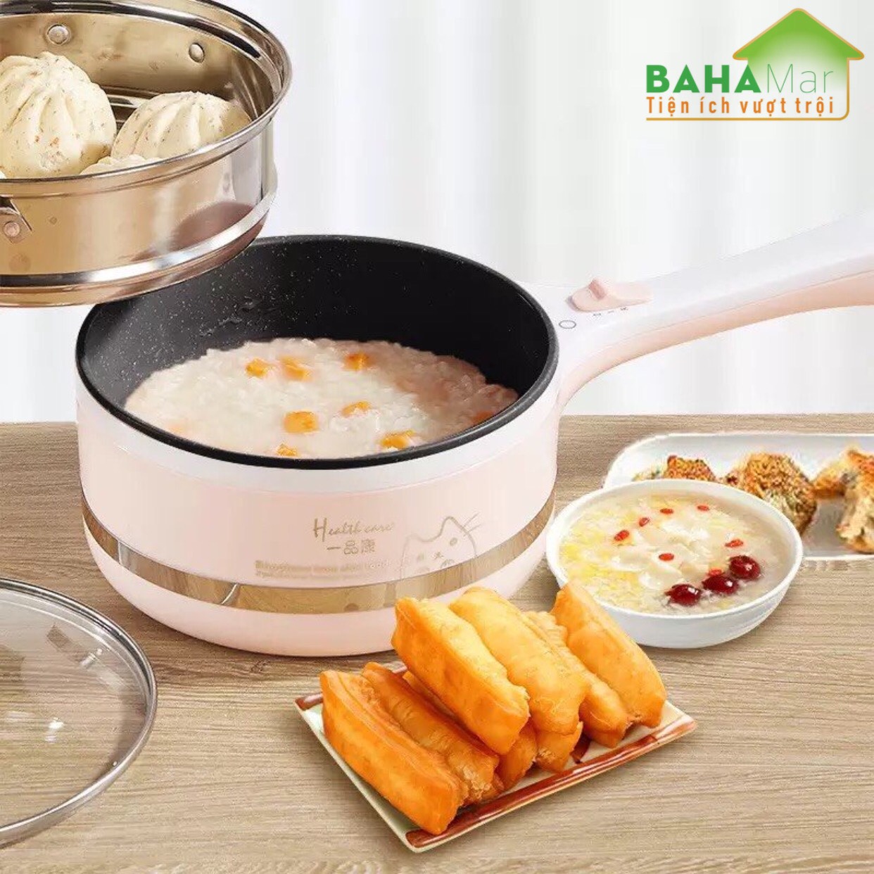 NỒI ĐIỆN ĐA NĂNG CHỐNG DÍNH "BAHAMAR" nấu cơm điện, lẩu điện, kho, và cả chiên rán rất tiện lợi, điện cắm từ tay cầm sáng tạo và đẹp