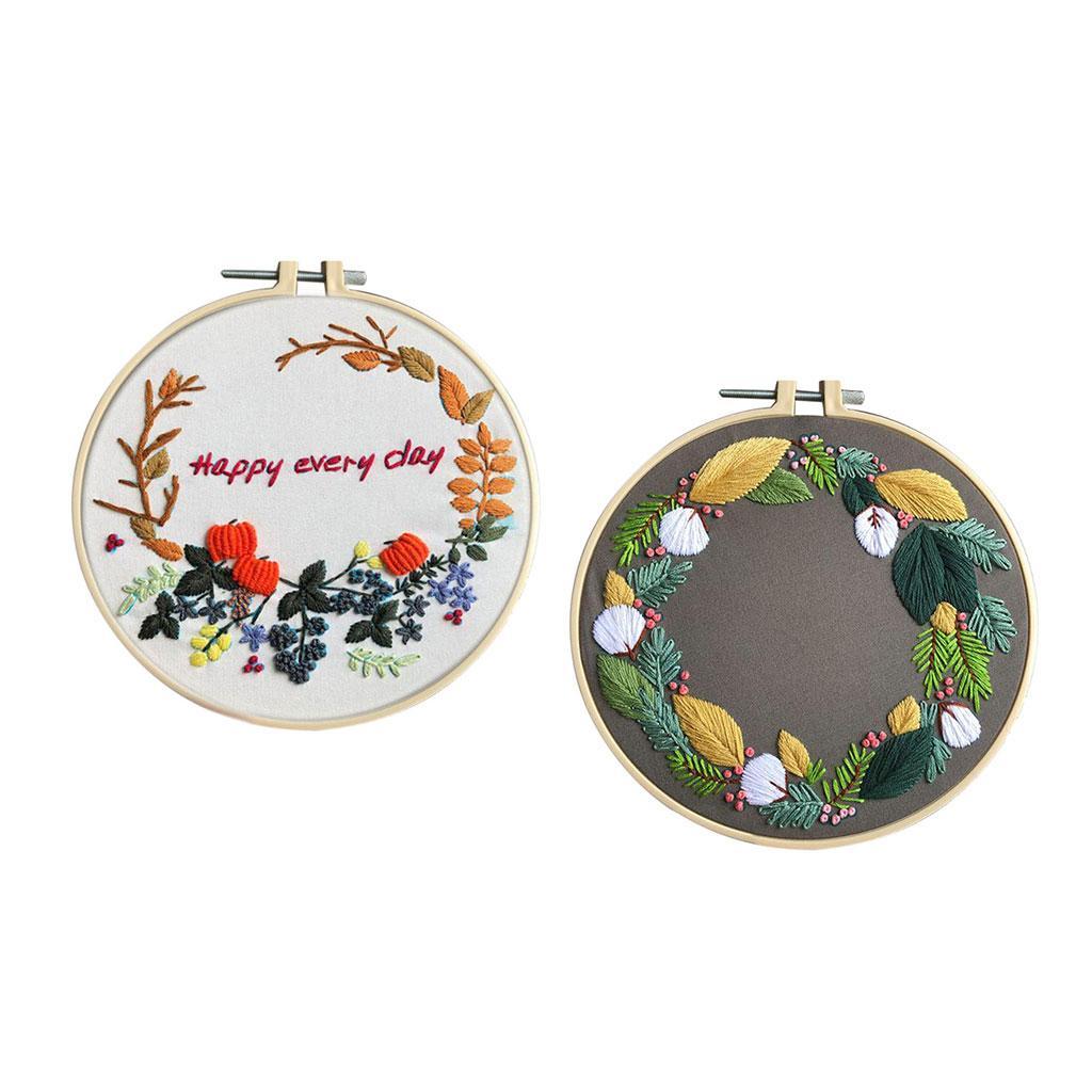Flower Embroidery Starter Kit with Operating Instructions and Cross Stitch Tool Kits for Adults and Kids Beginners