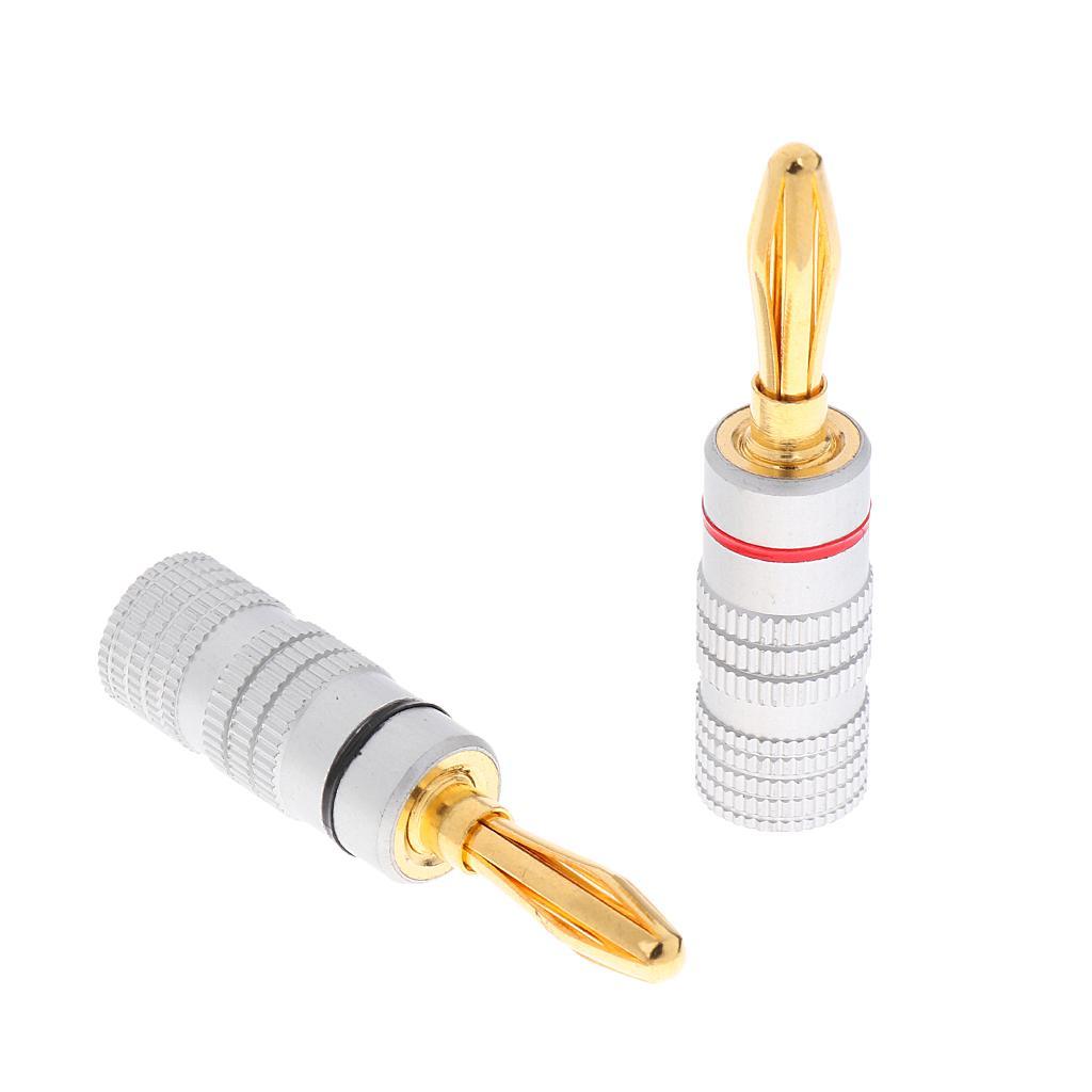 2pcs Banana Audio Jack Connector Audio Connector With 24k Double Screw Lock