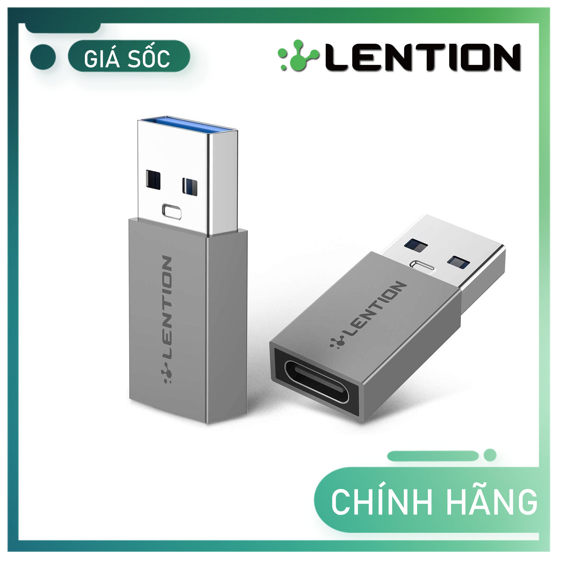 Đầu chuyển đổi USB-A sang USB-C Lention H3 Hàng Chính Hãng.