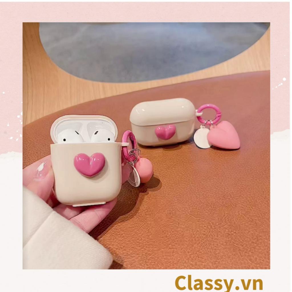 Móc khóa Classy, móc đeo điện thoại trái tim đính kèm mặt cười màu pastel, móc khóa balo, điện thoại PK1539