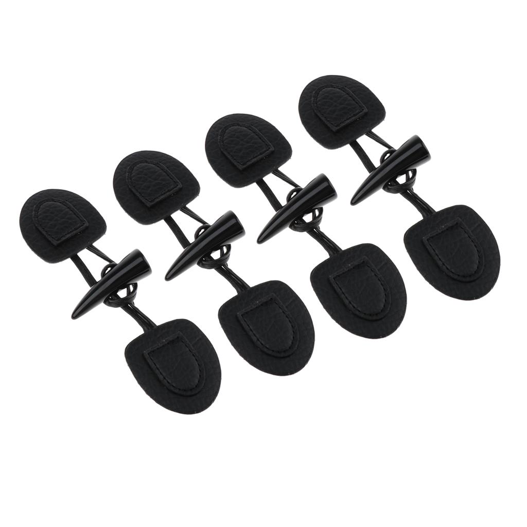 4 Đôi Da PU Sừng Móc Đóng May Nút Áo Khoác Duffle