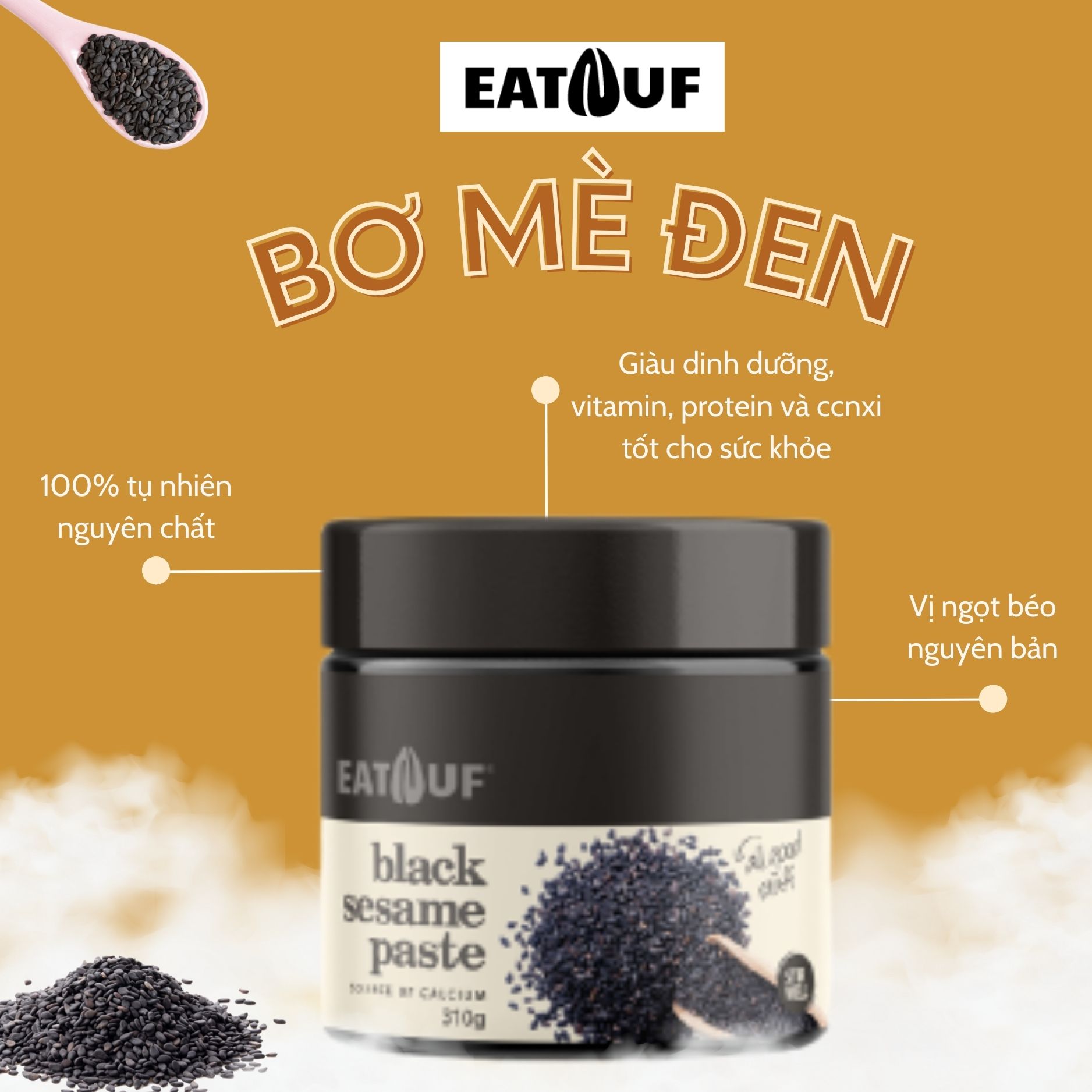 Bơ Mè Đen Rang Mịn Không Đường Cung Cấp Nhiều Canxi EATNUF