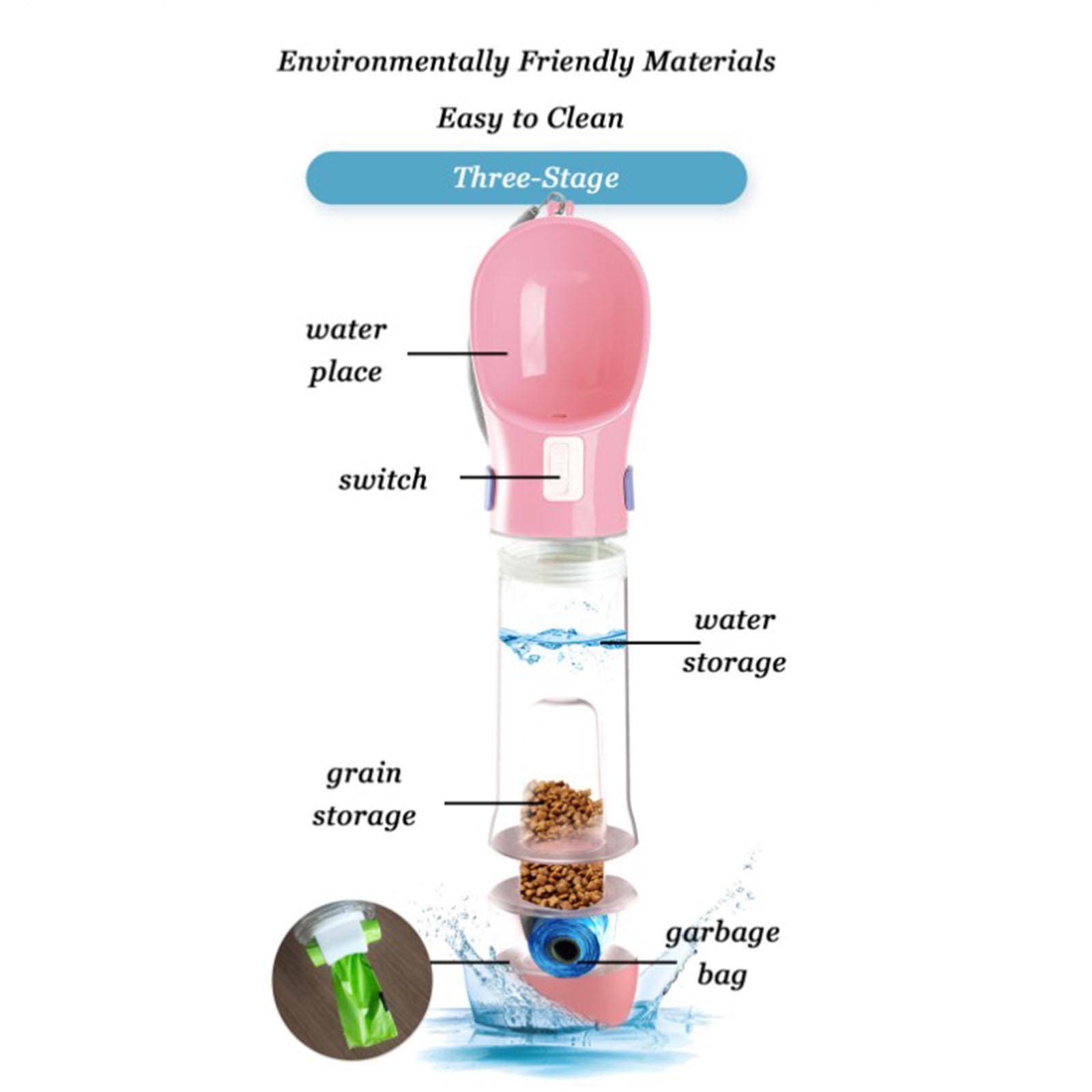 10oz Dog Travel Water Bottle Dog Travel Water Bottle with Food Container for Outdoor Hiking