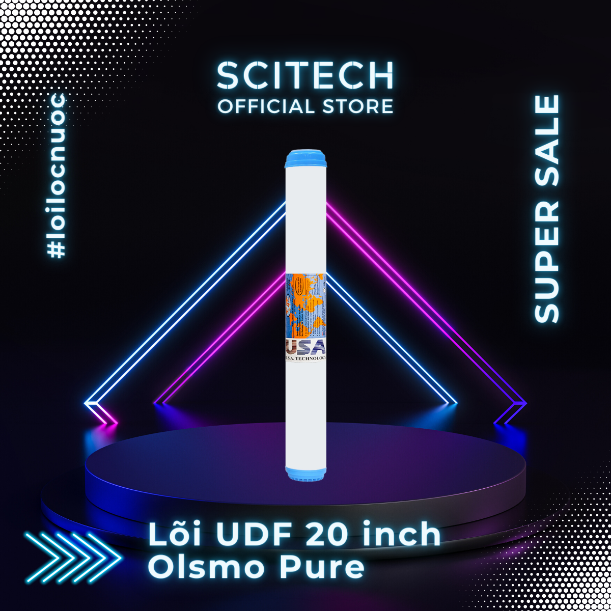 Lõi lọc nước số 2 UDF 20 inch Olsmo Pure by Scitech dùng trong máy lọc nước RO, bộ lọc thô - Hàng chính hãng