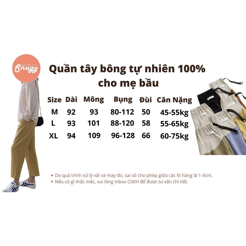 Quần tây bông tự nhiên 100% cho mẹ bầu- Quần bầu hè Dandelion 2021