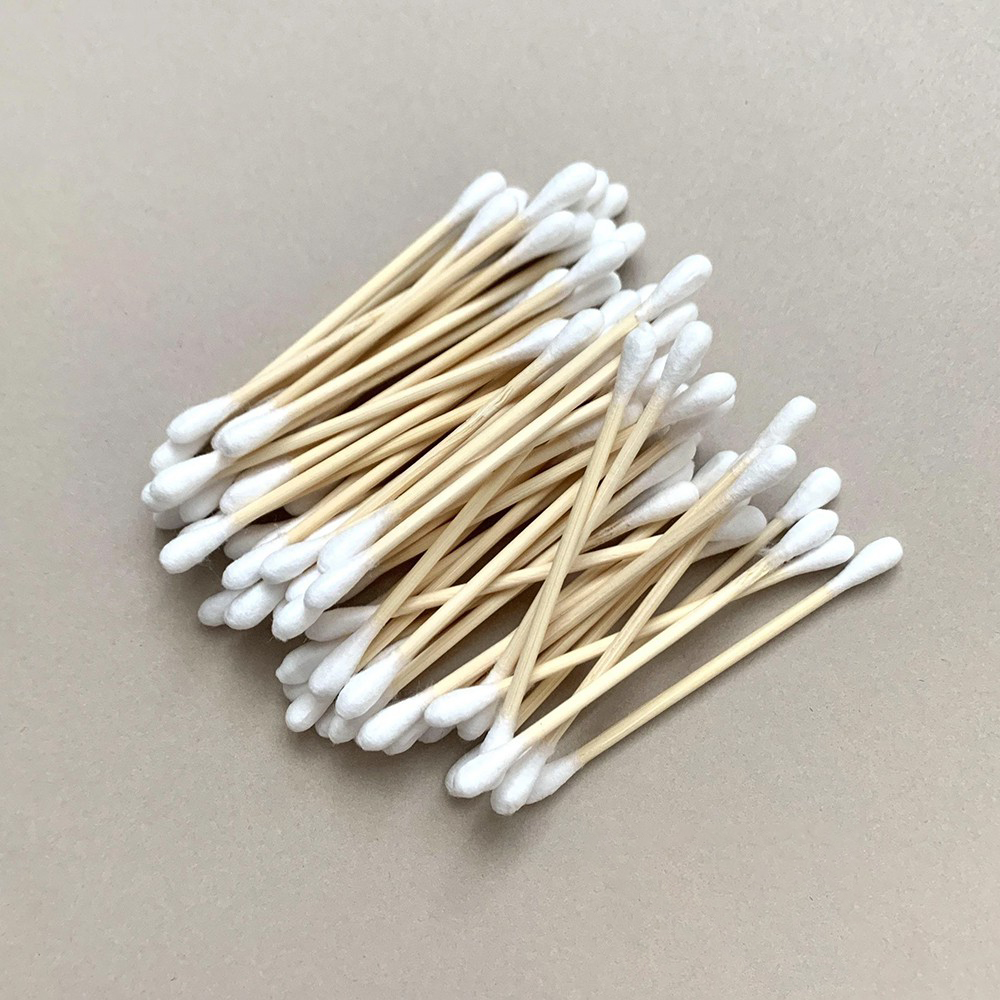 Tăm Bông ngoáy tai thân gỗ tre (Hộp 100c) thân thiện Môi trường (Bamboo Cotton Buds)