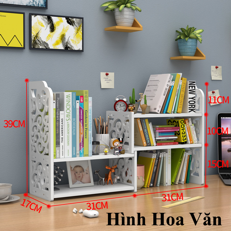 Kệ sách để bàn bằng gỗ nhựa PVC xinh xắn và tiện nghi HD00006