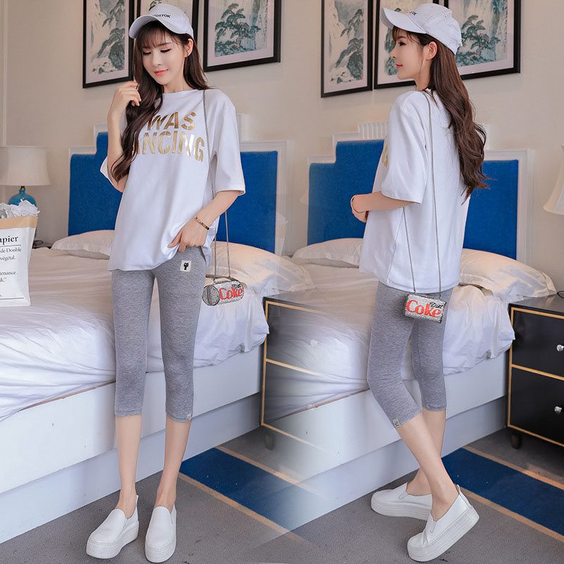 Quần Bầu Legging Lửng Thun Trơn Cho Chị Em Mang Thai