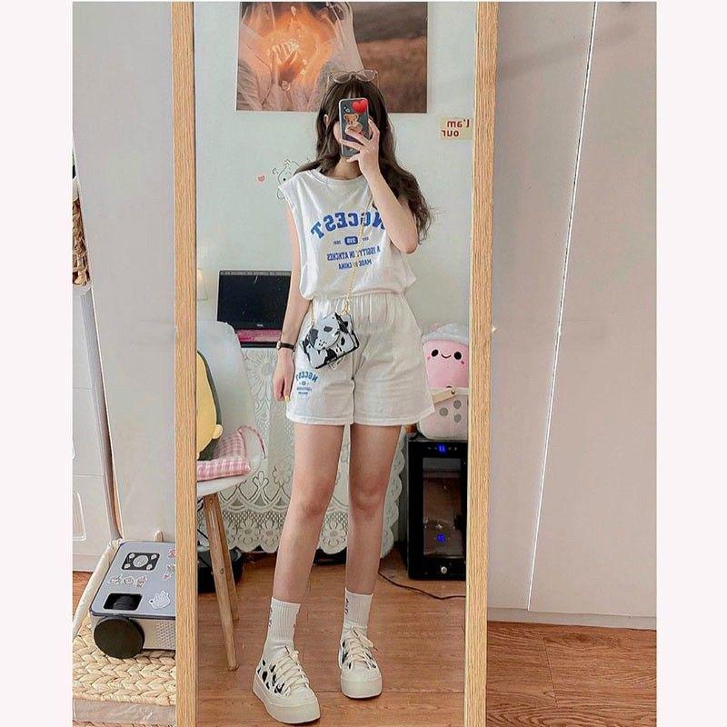 Set Bộ ba lỗ nữ gồm áo tanktop thun cotton xịn kèm quần đùi nữ thể thao cá tính ullzang mặc hè video thật
