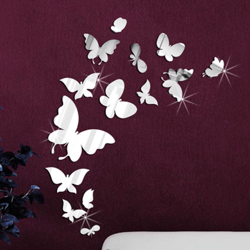 Bộ decal dán tường trang trí 3D sáng tạo cao cấp 14 bướm