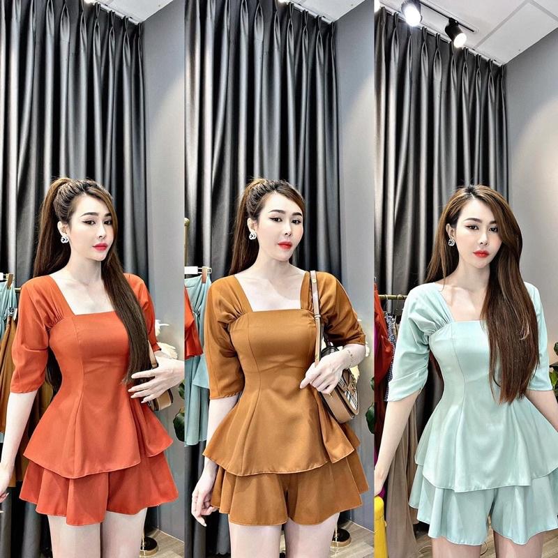 115 - SET ÁO CỔ VUÔNG TAY LỠ QUẦN SHORT