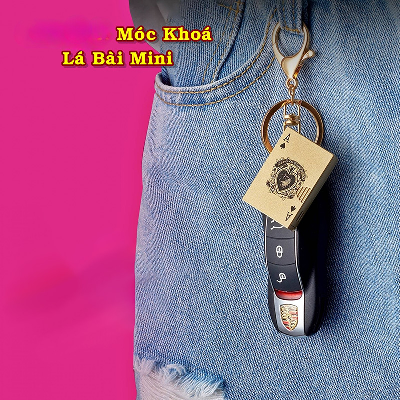 Bật Lửa Móc Khóa Hình Lá Bài Mini Kim Loại – Xài Gas
