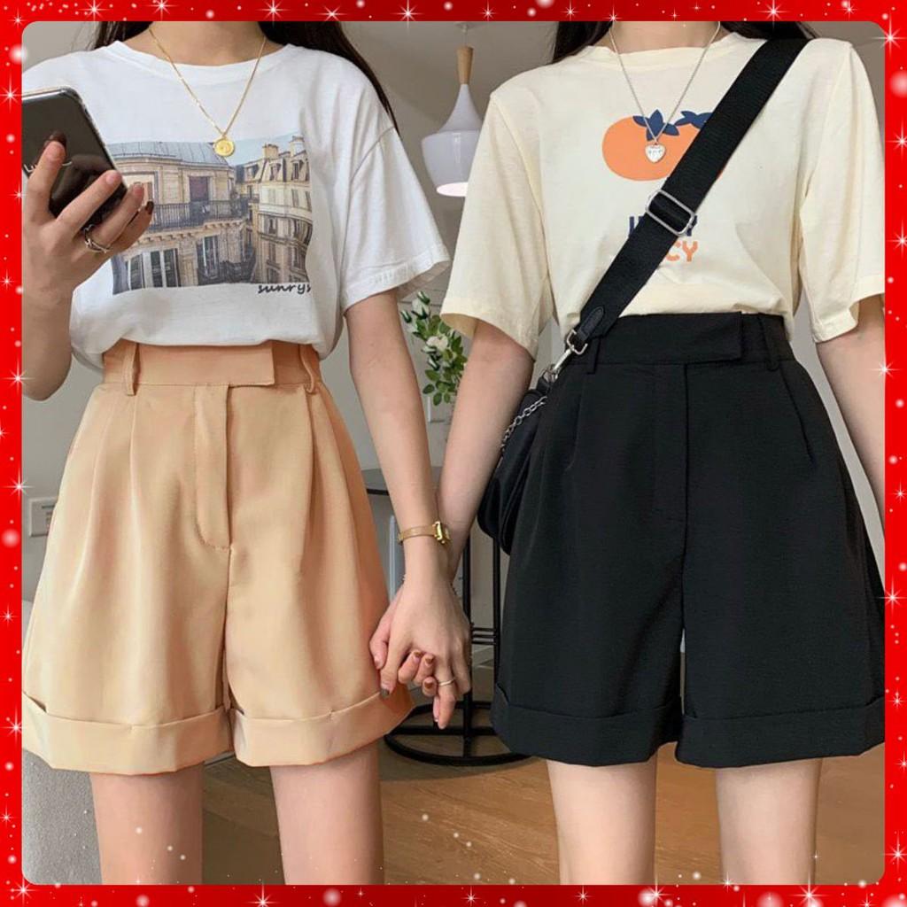 Quần Shorts Cạp Siêu Cao Ông Rộng Chất UMi Phong Cách Hàn Quốc