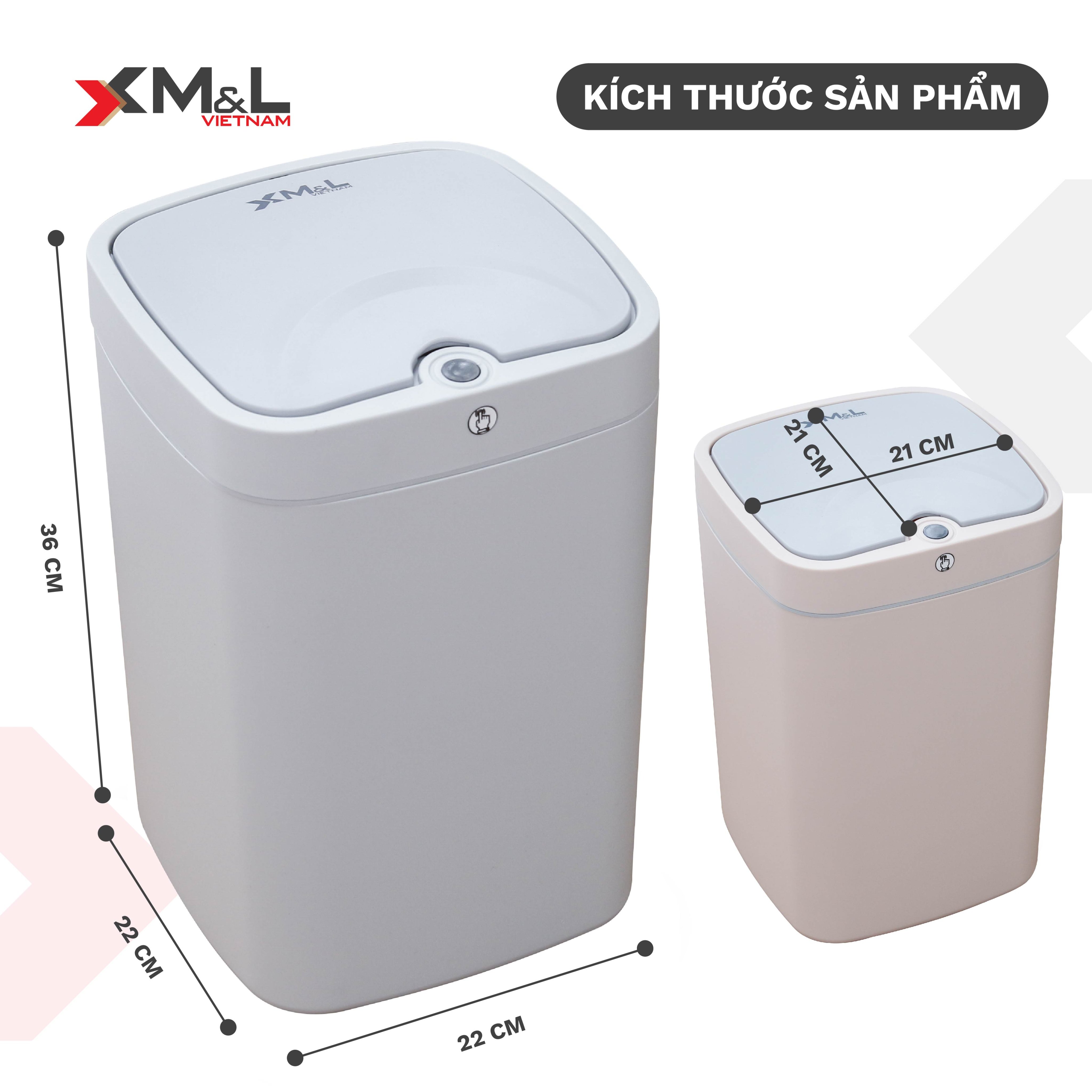 Thùng rác cảm ứng thông minh 18 lít ML B-JA-18 - Màu ghi