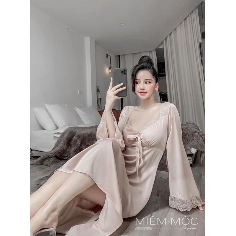 VÁY NGỦ LỤA SATIN CAO CẤP TAY DÀI