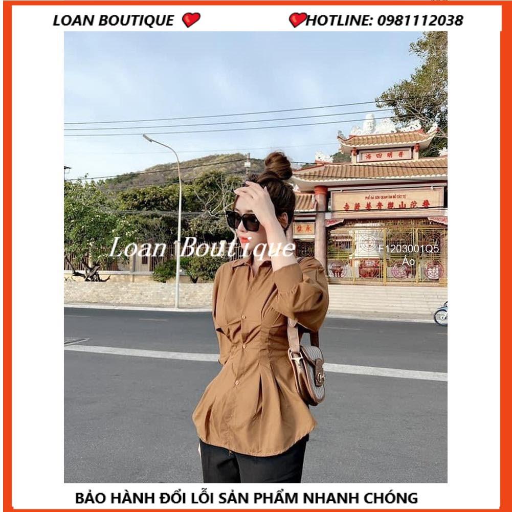 Áo sơmi rúm eo lưng chun_Sơmi bo eo vải lụa nhuyễn mềm đẹp không nhăn