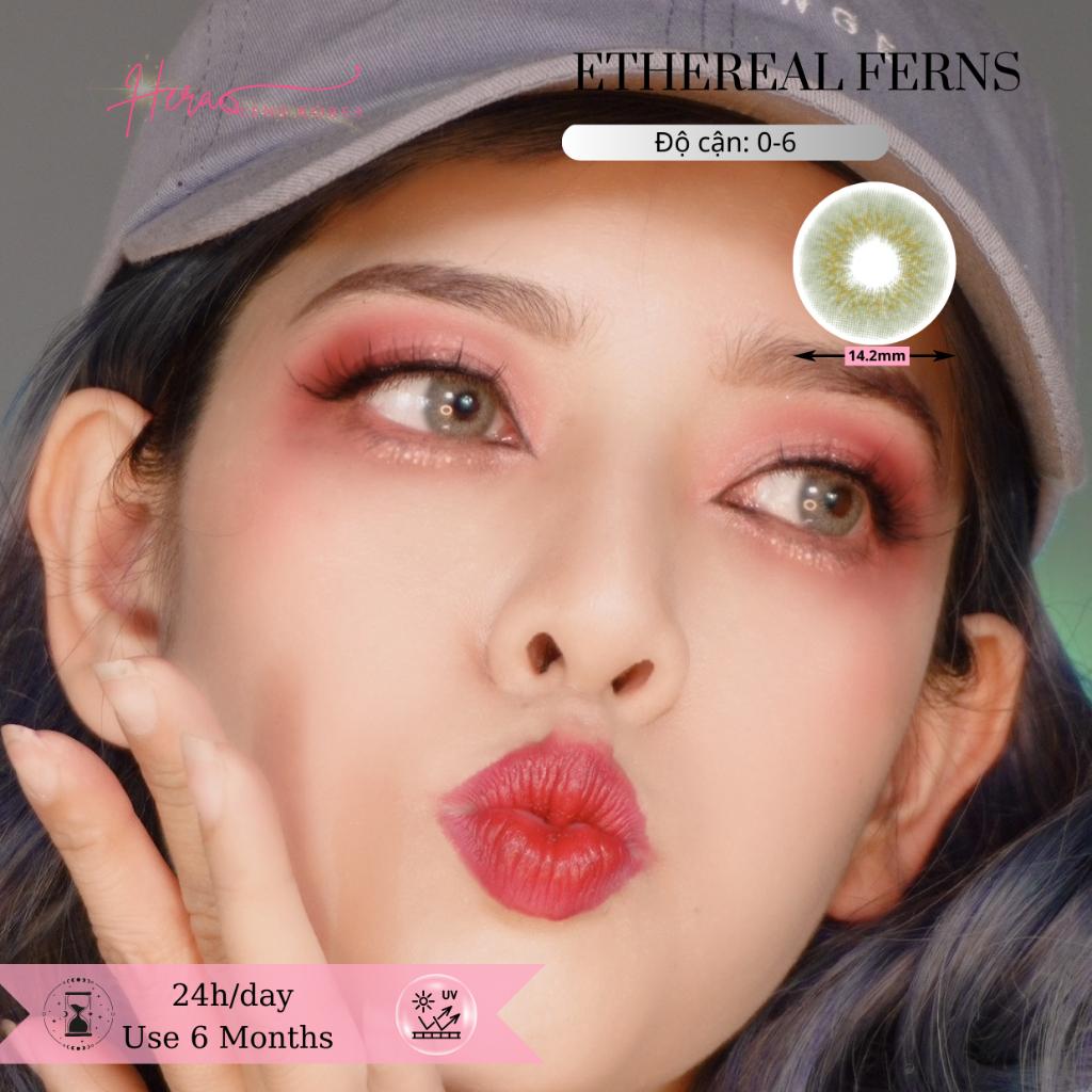 Kính Áp Tròng Hera Xanh Riêu Tự Nhiên 0 - 6 Độ ETHEREAL FERNS Nhập Khẩu Hàn Quốc Lens Cận 6 Tháng