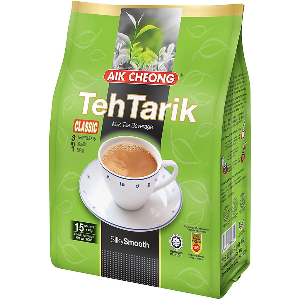 Hình ảnh Trà Sữa Teh Tarik Vị Cổ Điển Aik Cheong Malaysia - Teh Tarik Classic 3 In 1 - 600g (15 Gói x 40g)