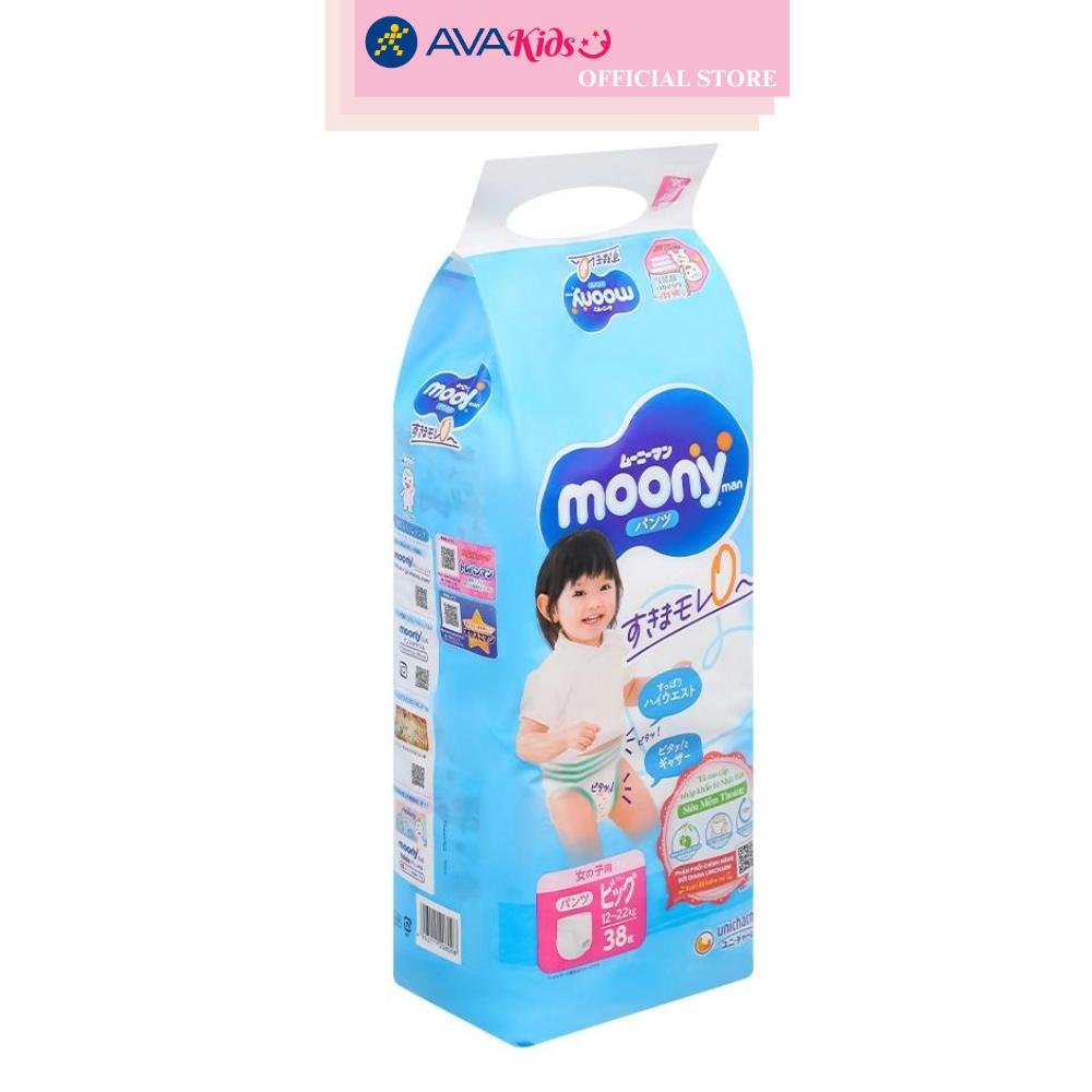 Tã quần cho bé gái Moony man size XL 38 miếng (12 - 22 kg)