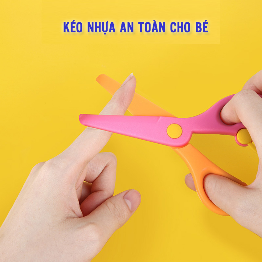 Kéo cắt giấy NASI an toàn cho bé bằng nhựa không đau tay có lẫy trợ lực kéo cho bé tập cắt kéo cắt giấy trẻ em