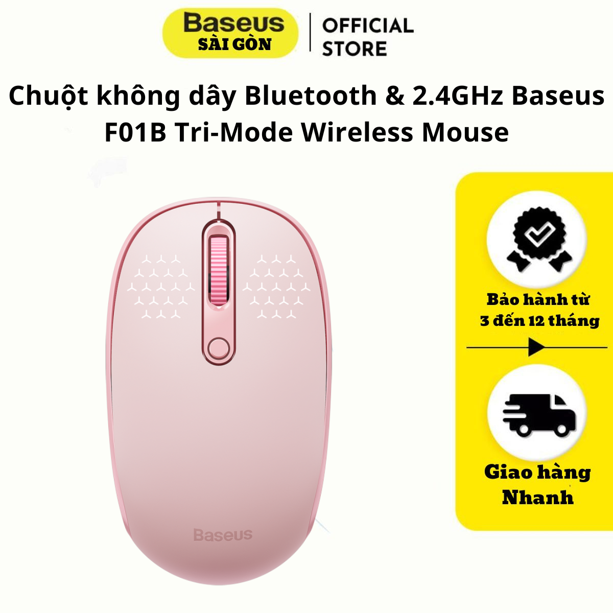 Chuột không dây Baseus F01B Tri-Mode Wireless Mouse Bluetooth & 2.4GHz- Hàng chính hãng