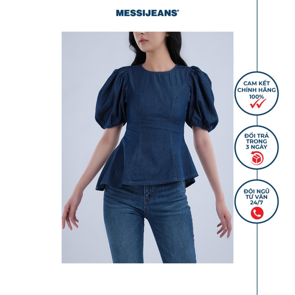 Áo kiểu nữ jeans tay phồng MESSI WJF0163-21