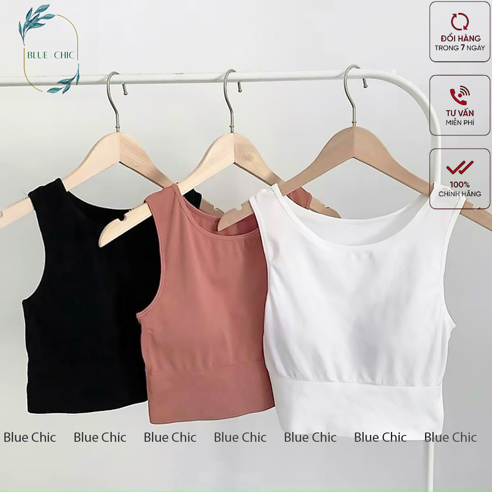 Áo croptop nữ Blue Chic sát nách ba lỗ thun không tay kiểu ôm body tank top vải cotton co giãn tốt 3 màu đen trắng nâu