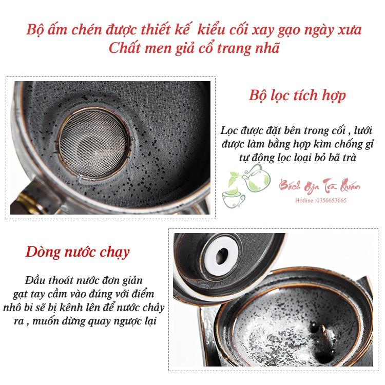 Bộ Ấm Chén Cối Xay - Giả Cổ