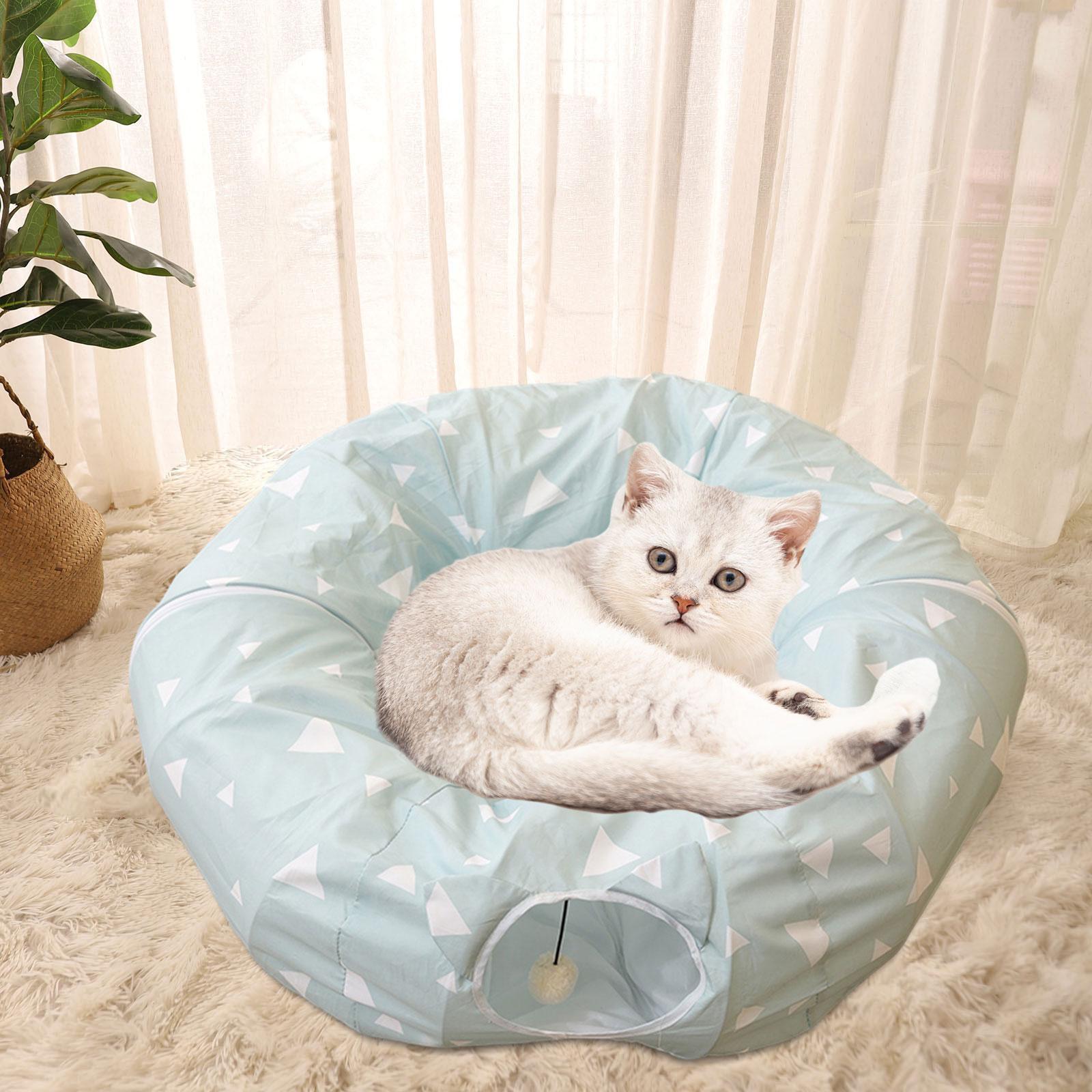 Cat Tunnel Bed Collapsible Cat Interactive Toy for Ferret Rabbit Kitten