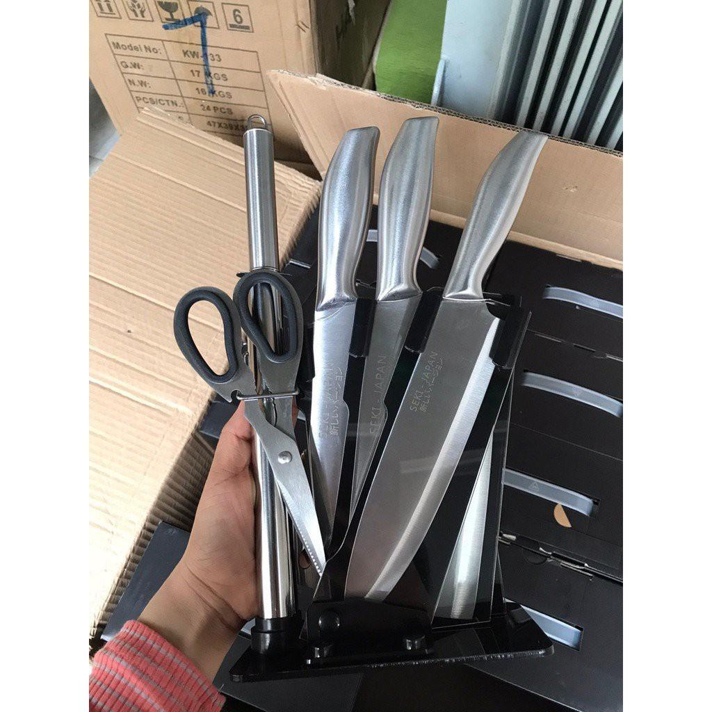 BỘ DAO NHẬT 5 MÓN INOX CAO CẤP KÈM KHAY ĐỰNG