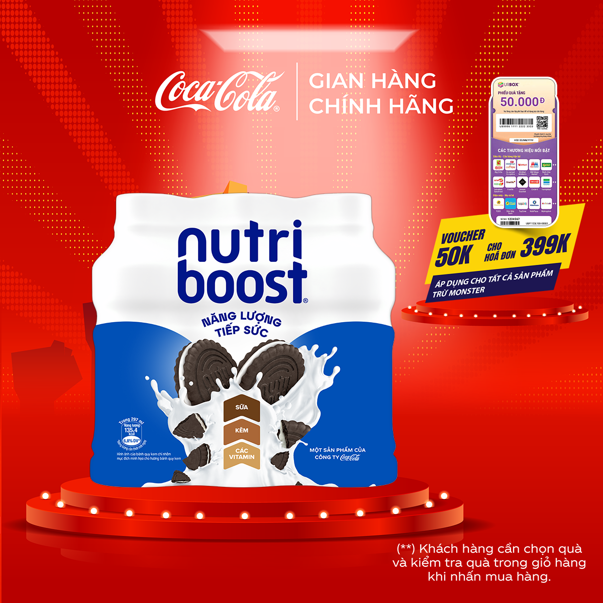 Lốc 6 Chai Thực phẩm bổ sung Nước uống sữa trái cây Nutriboost hương bánh quy kem 297ml/Chai Coca-Cola Official Store