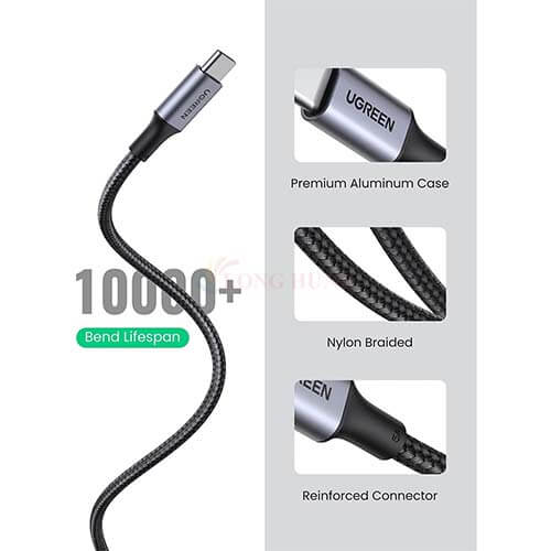 Cáp USB Type-C to USB Type-C Ugreen Cable Aluminum Case with Braided US316 - Hàng chính hãng